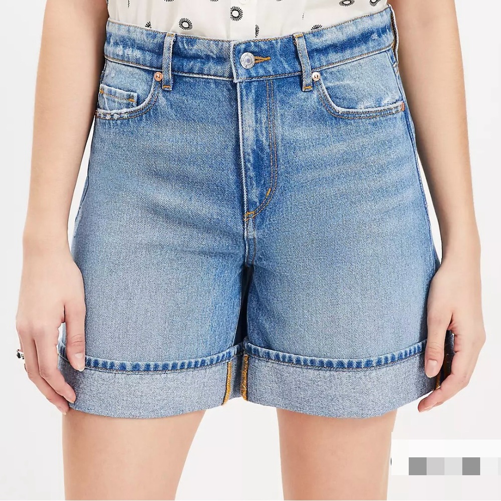LOFT A-Line High Waist Denim Short